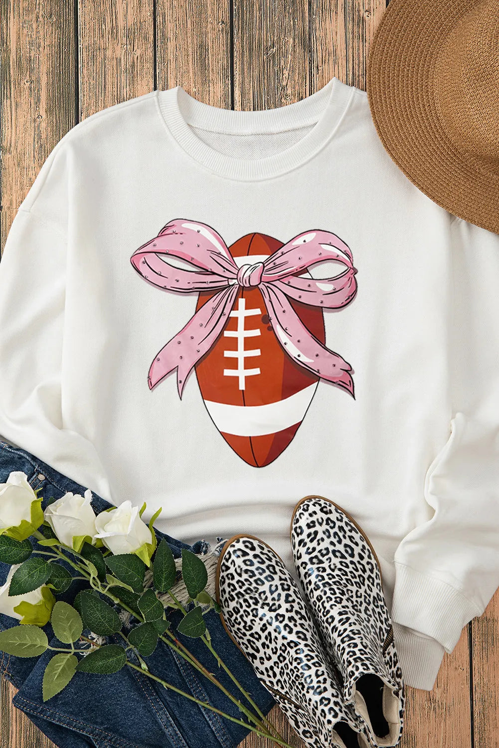 Football Round Neck Long Sleeve Sweatshirt - Lilixa.store