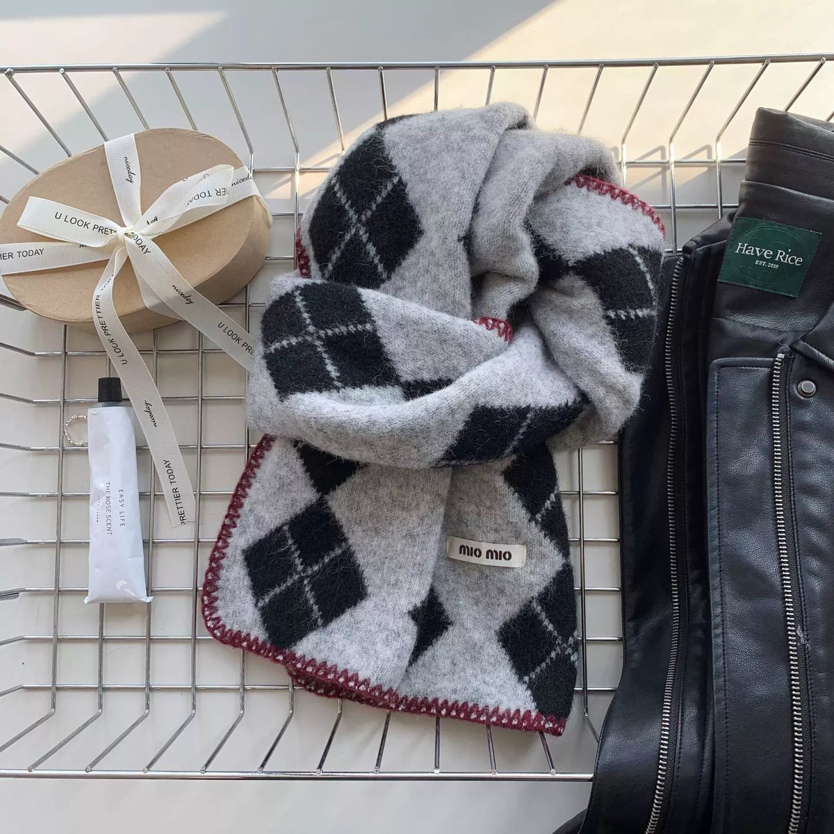 Argyle Pattern Warm Scarf - Lilixa.store