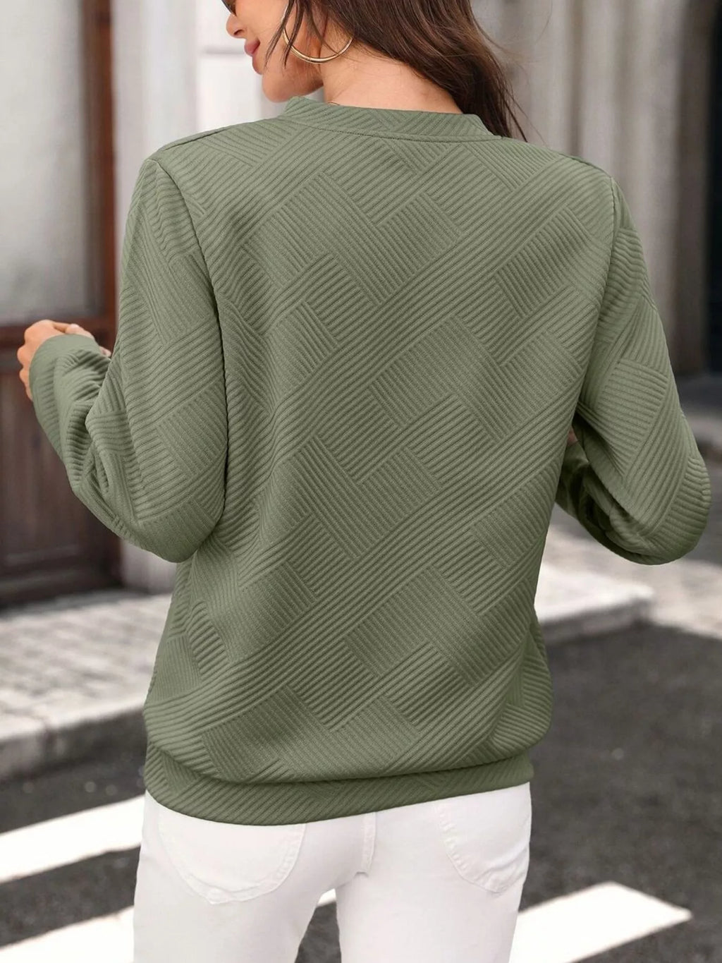 Textured Quarter-Zip Sweatshirt - Lilixa.store