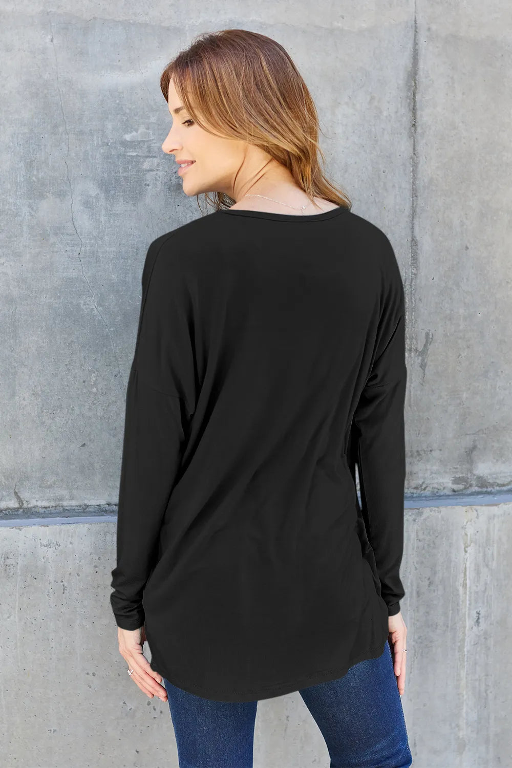 Basic Bae Full Size Round Neck Dropped Shoulder T-Shirt - Lilixa.store
