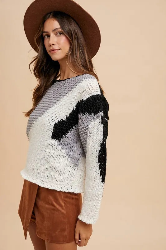 Annie Wear Color Block Drop Shoulder Sweater - Lilixa.store