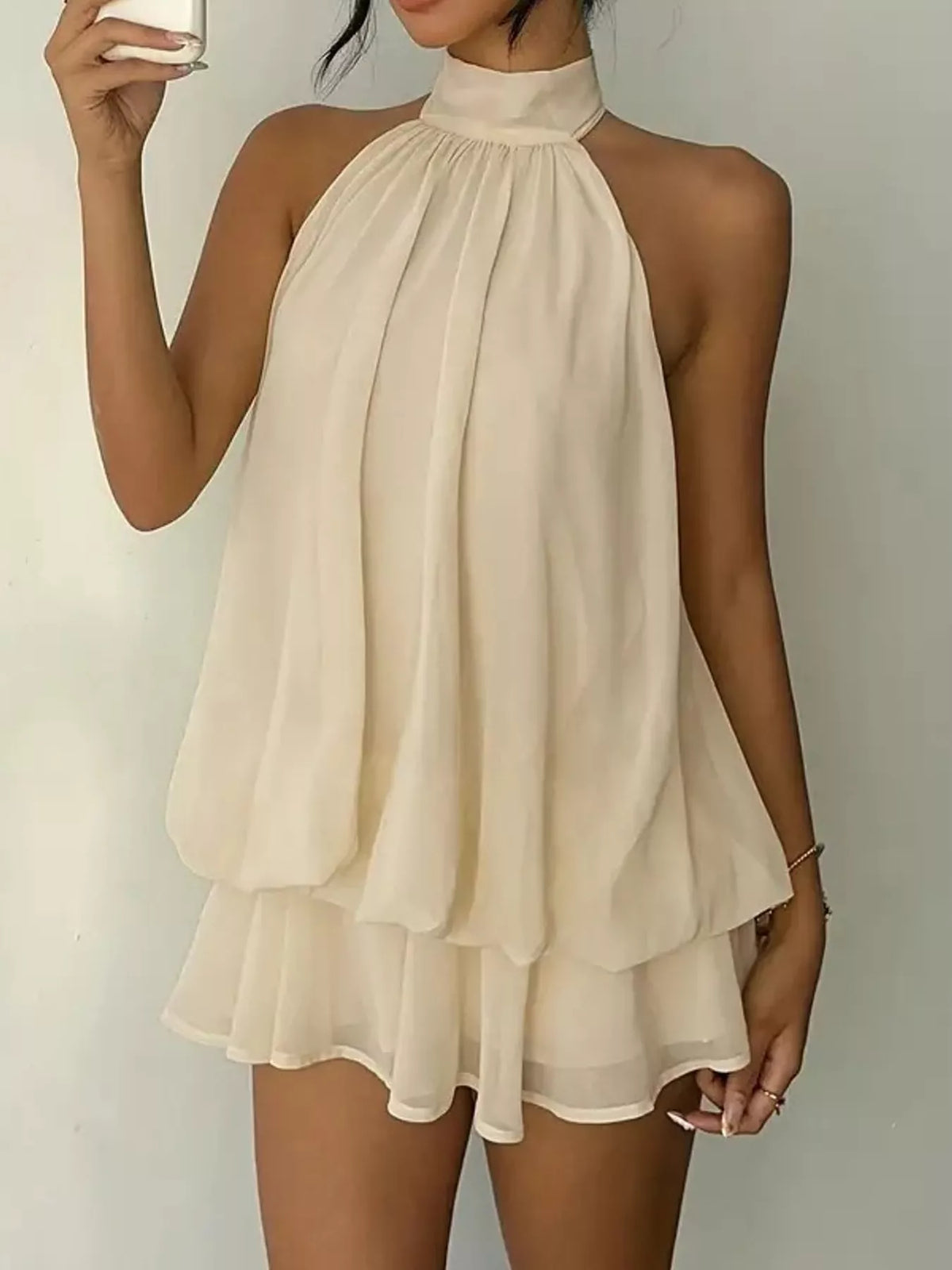 Halter Neck Ruched Mini Dress, view 18