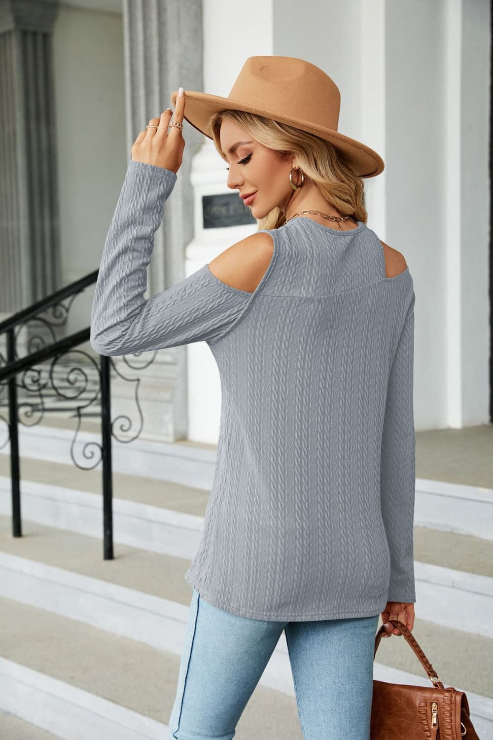 Dropped Shoulder Long Sleeve Blouse, view 8