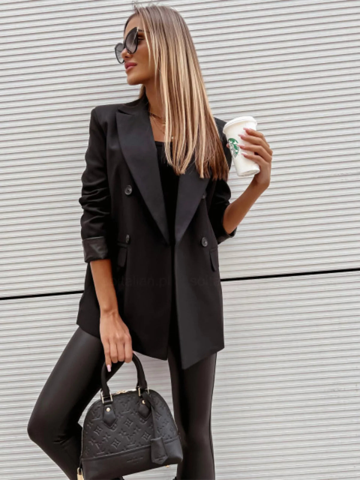 Lapel Collar Long Sleeve Blazer - Lilixa.store
