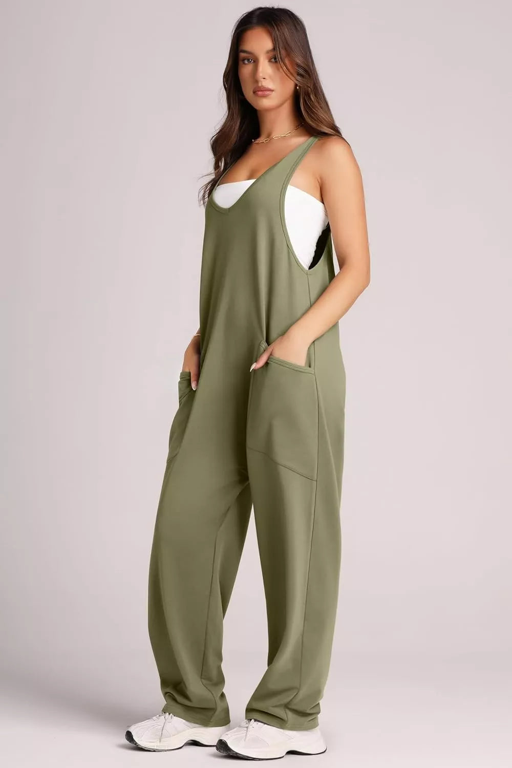 Lovelet Wide Strap Jumpsuit with Pockets - Lilixa.store
