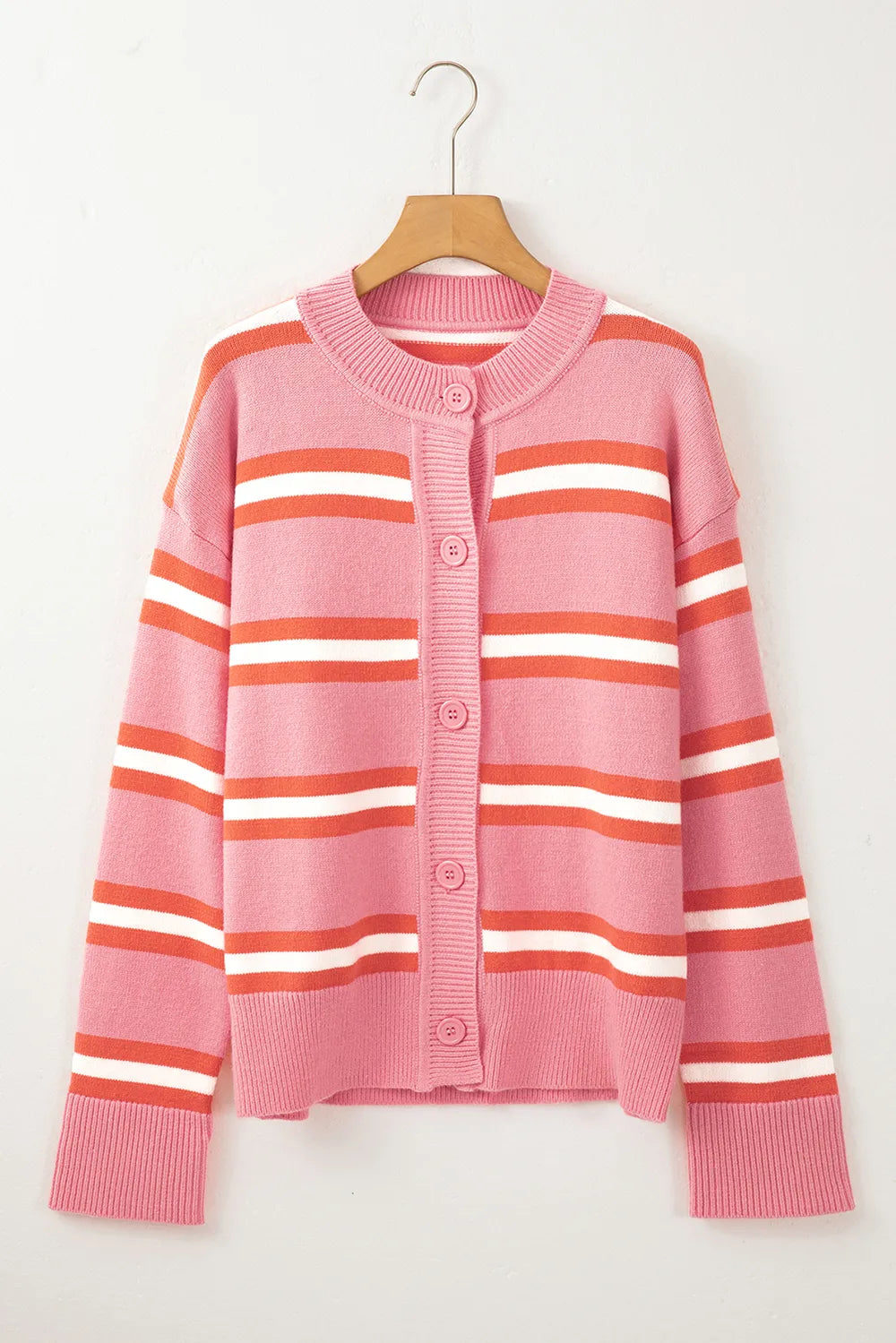 Striped Button Down Long Sleeve Cardigan - Lilixa.store