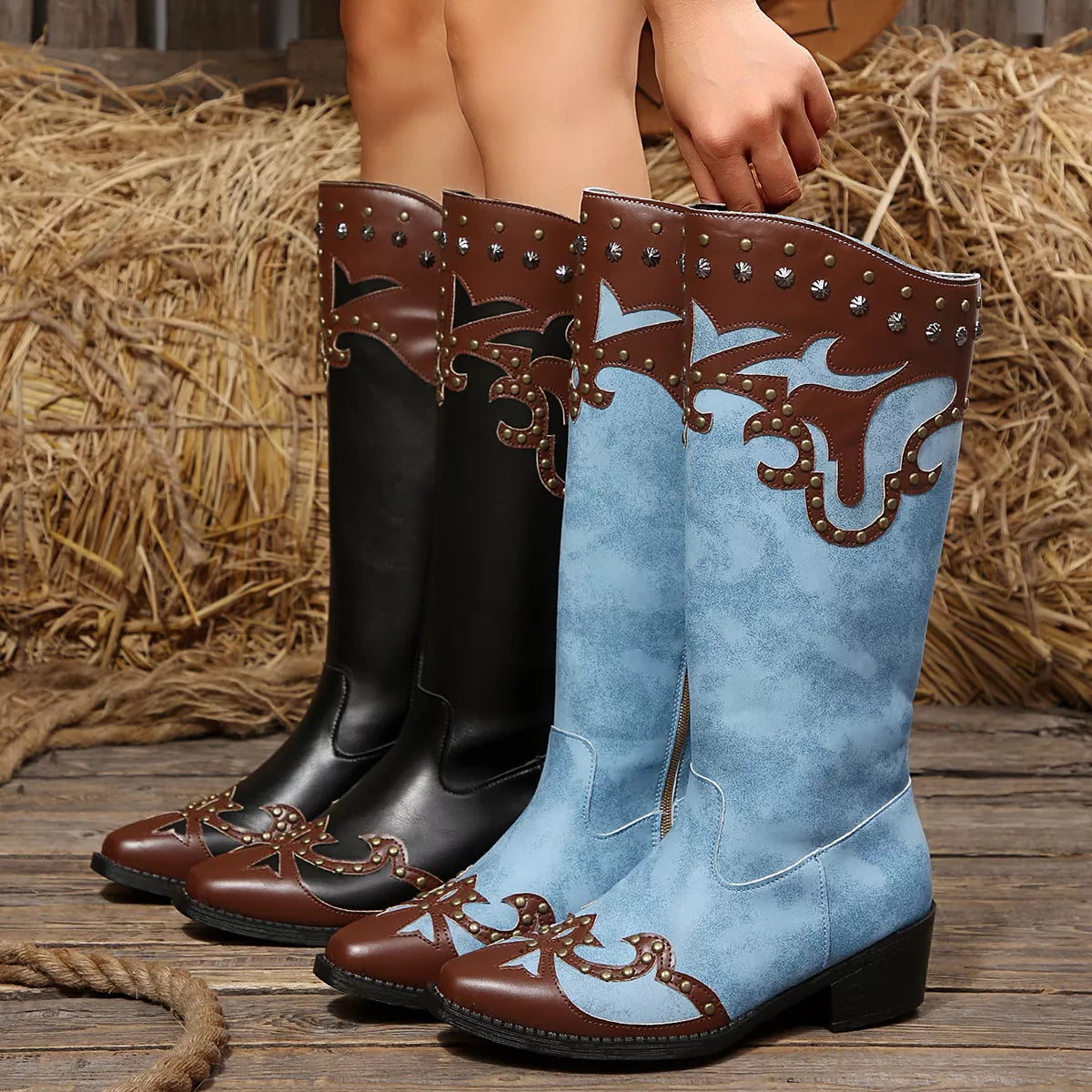 Point Toe Block Heels Boots - Lilixa.store