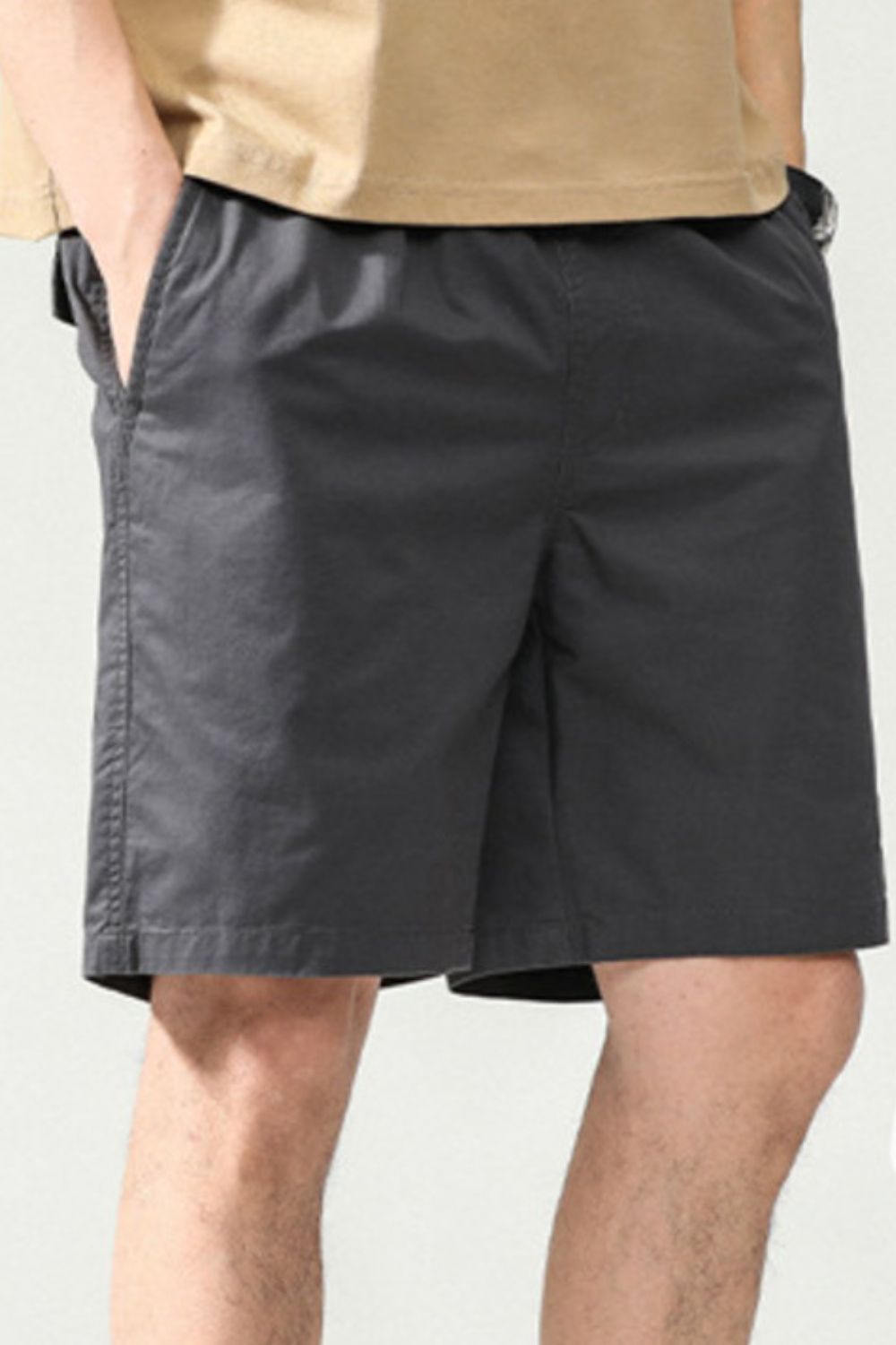 Men's Plus Size Casual Shorts with Pockets in Dark Gray