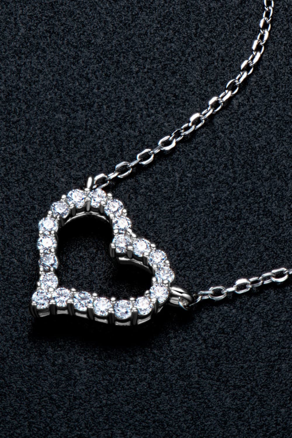 Adored Moissanite Platinum-Plated Heart Necklace - Lilixa.store