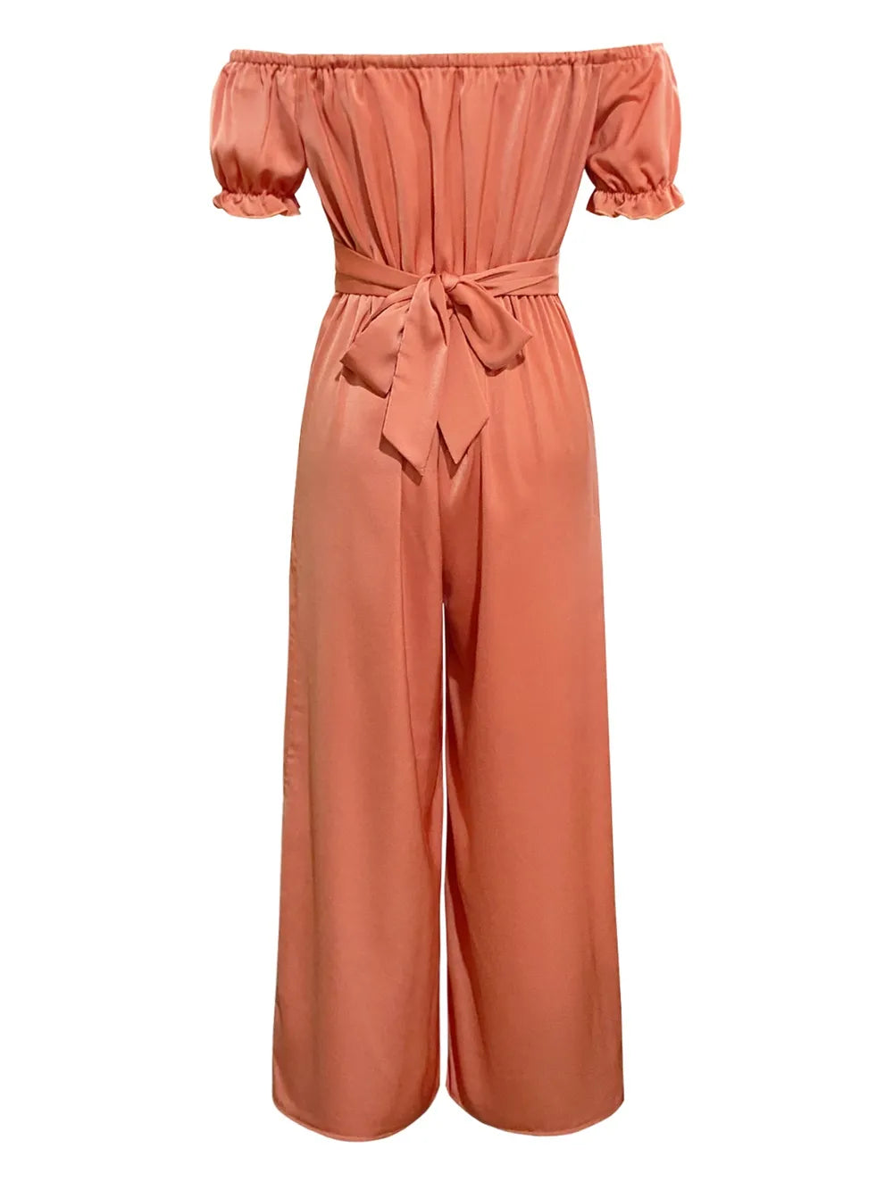 Off-Shoulder Short Sleeve Wide Leg Jumpsuit - Lilixa.store