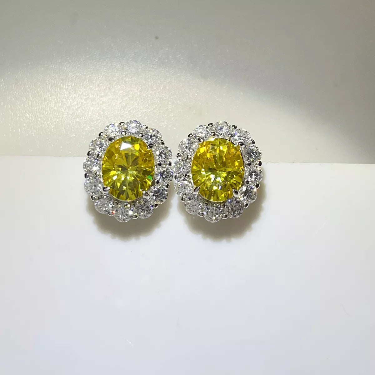 6 Carat Moissanite 925 Sterling Silver Stud Earrings in Yellow
