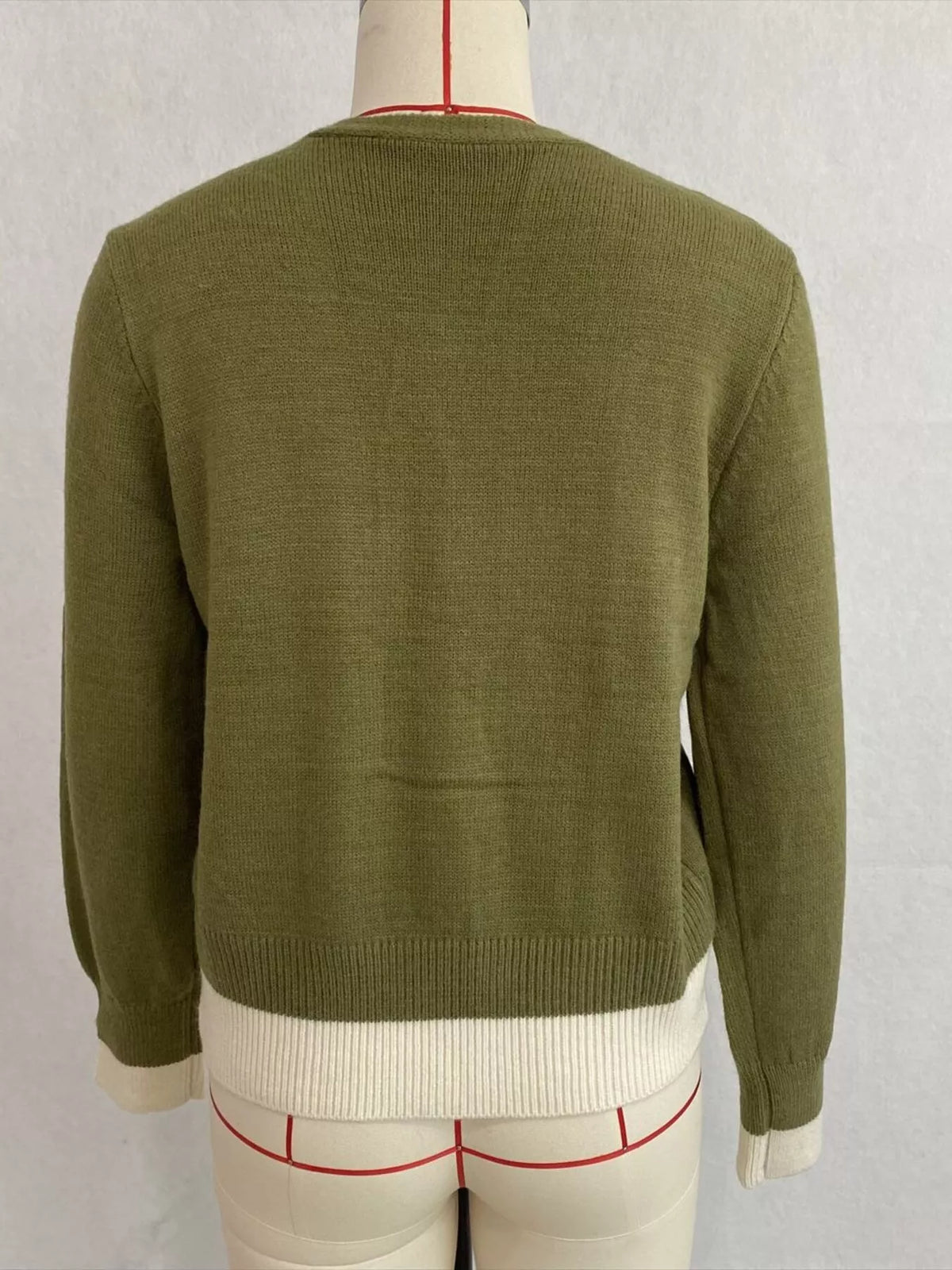 V-Neck Button-Down Contrast Layered Cardigan, view 13