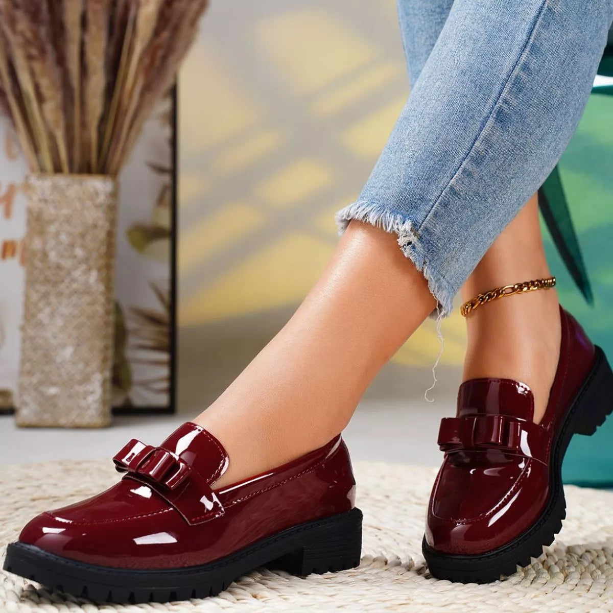 Round Toe Bow Loafers, view 7