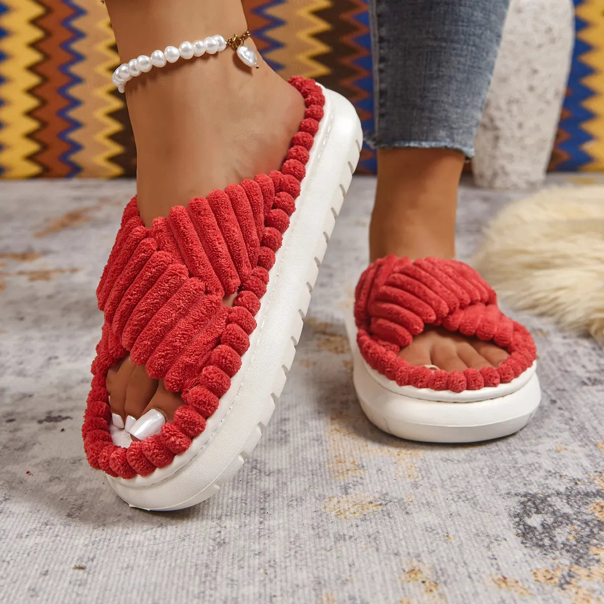 Crisscross Open Toe Platform Slippers - Lilixa.store