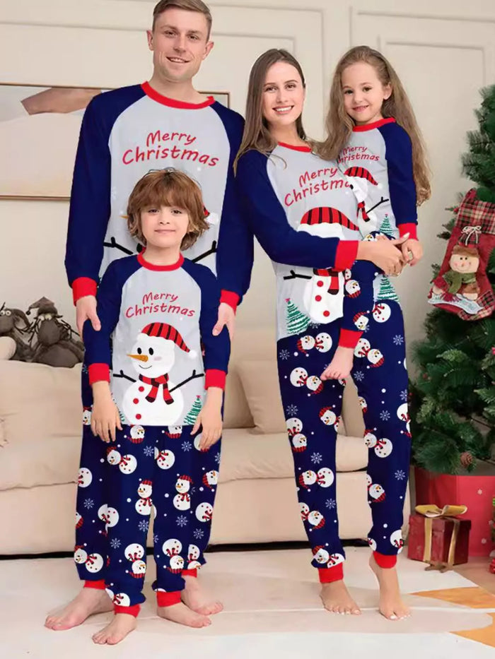 Full Size Family Matching Christmas Snowman Print Pajama Set Plus Size - Lilixa.store