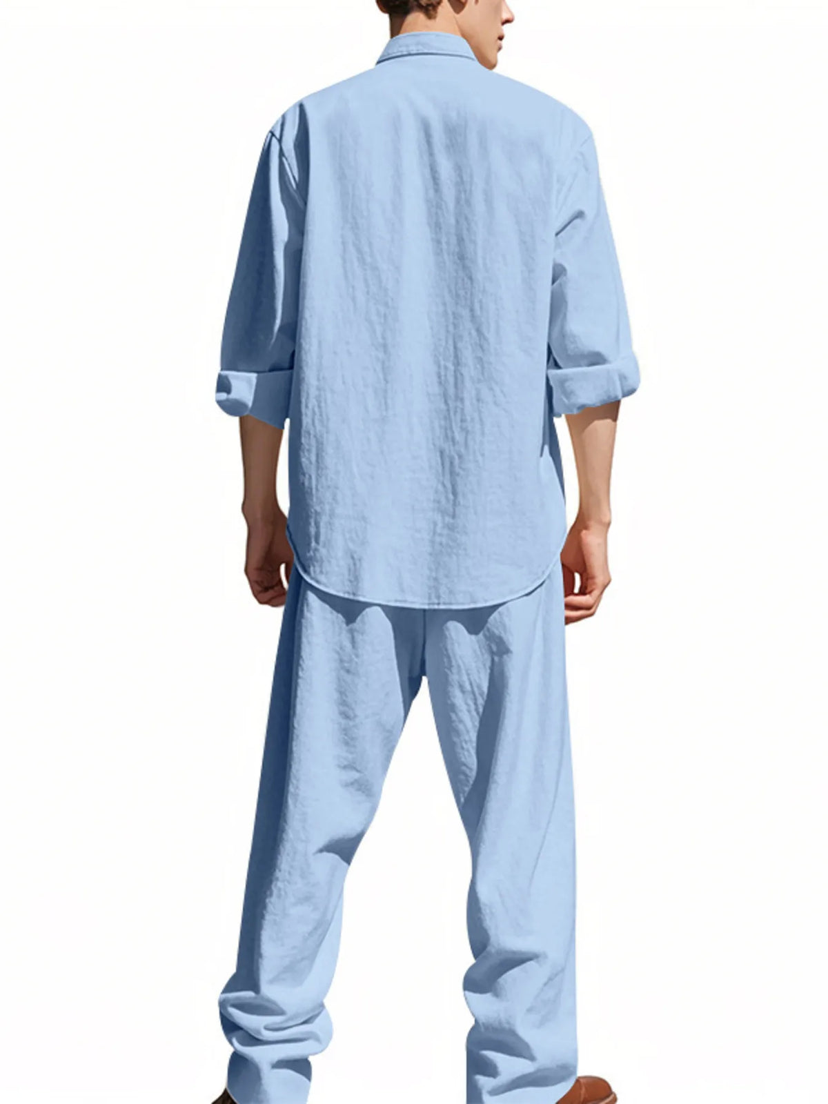 Men's Full Size Button Up Shirt and Pants Set Plus Size, view 4