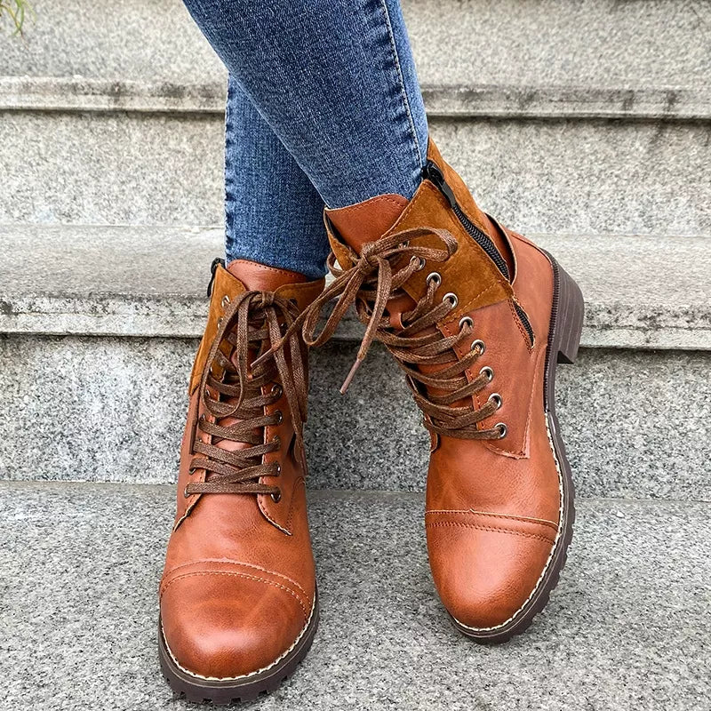 Lace-Up Block Heels Boots, view 5