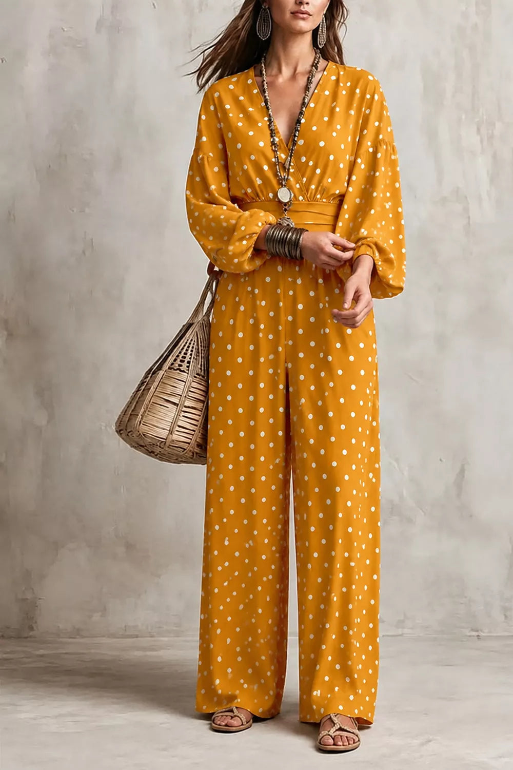 Polka Dot Wide-Leg Jumpsuit