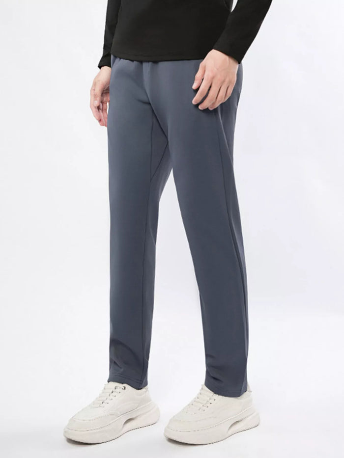 Men's Plus Size Casual Straight-Leg Pants in Dusty Blue