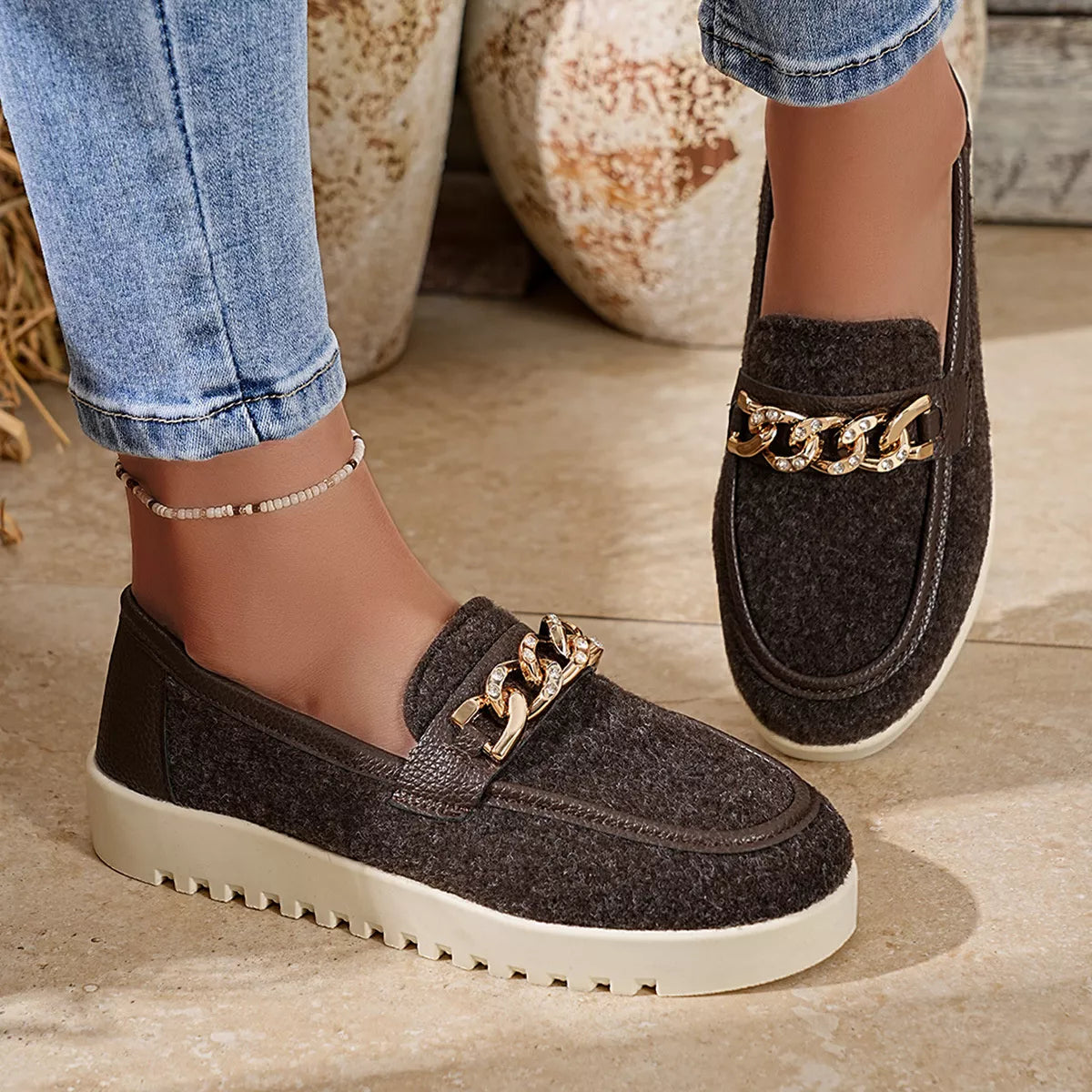 Round Toe Platform Slip-Ons