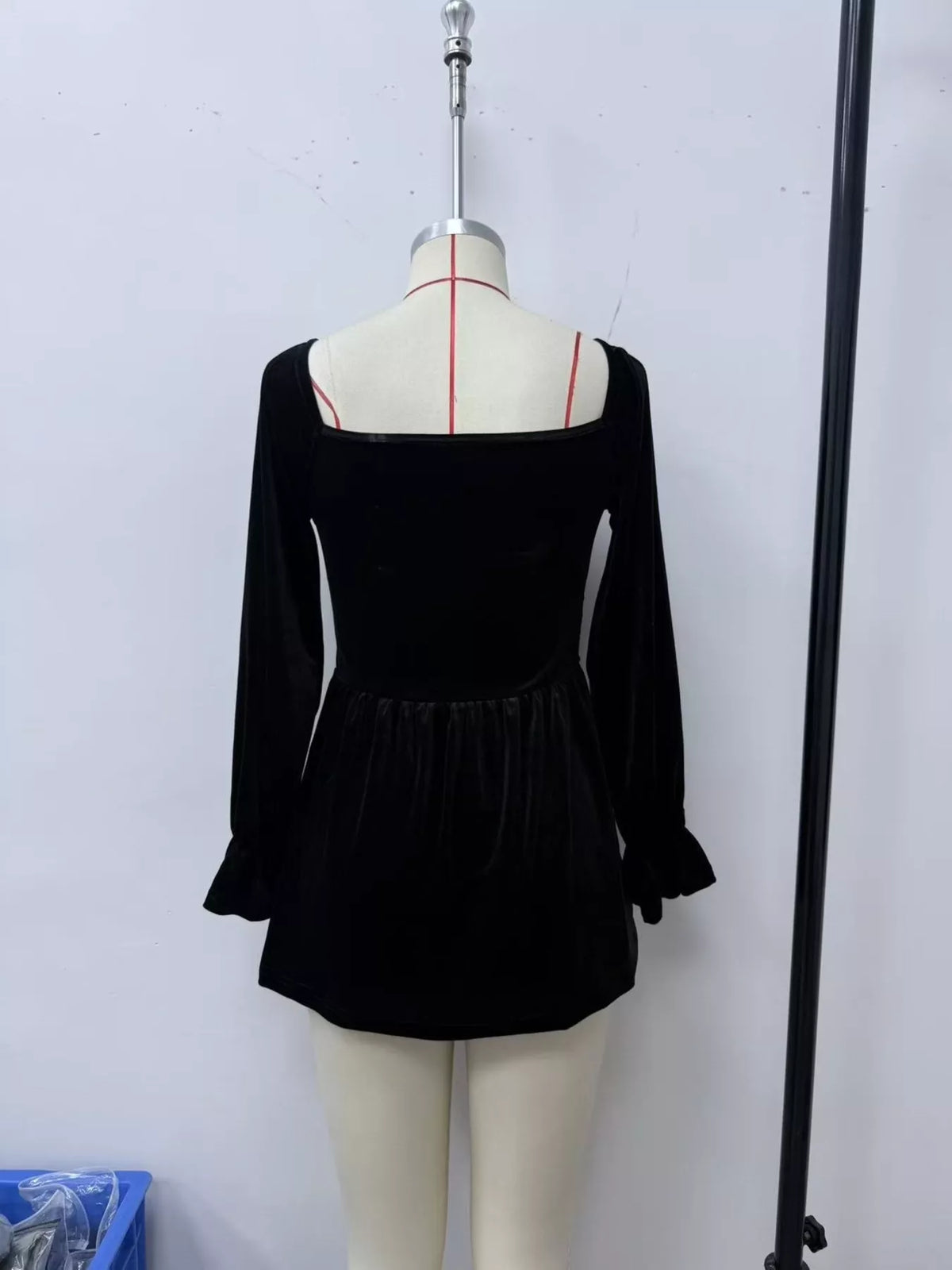 Velvet Smocked Peplum Blouse