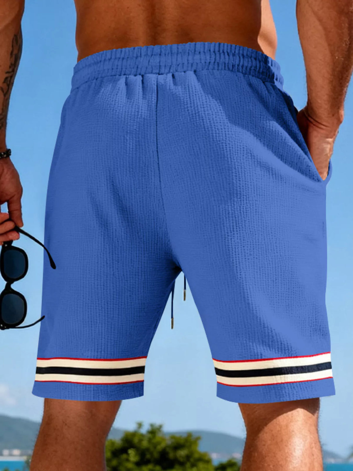 Men's Full Size Textured Knit Drawstring Shorts Plus Size, view 3
