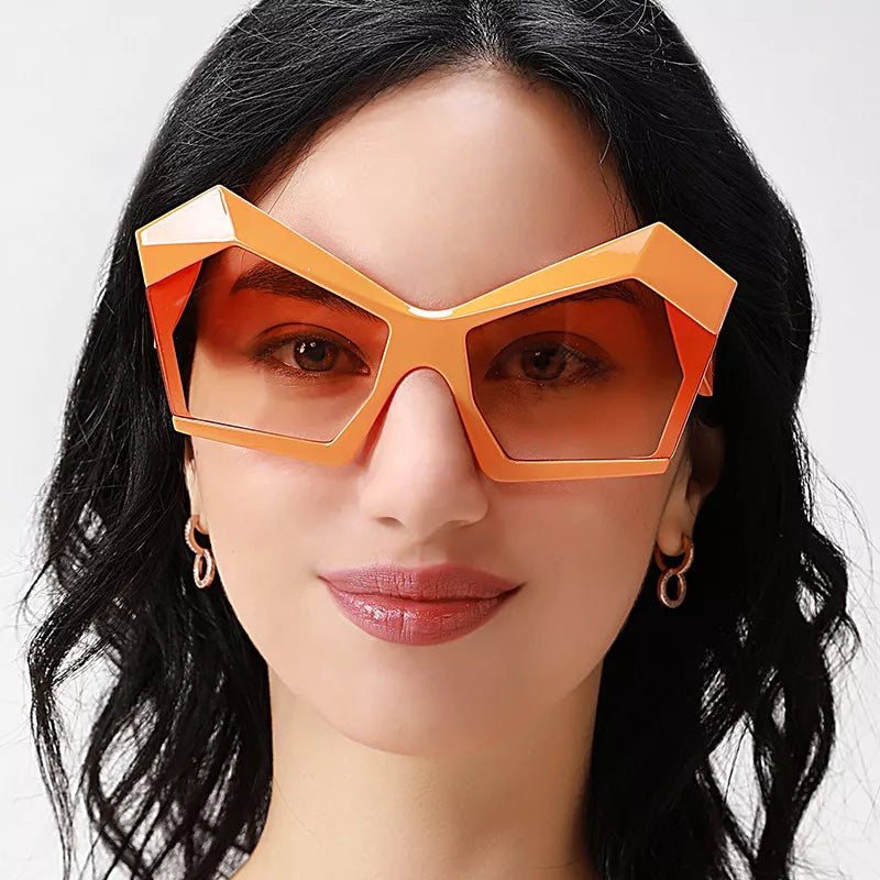 Oversized Geometric Orange Fashion Sunglasses - Lilixa.store