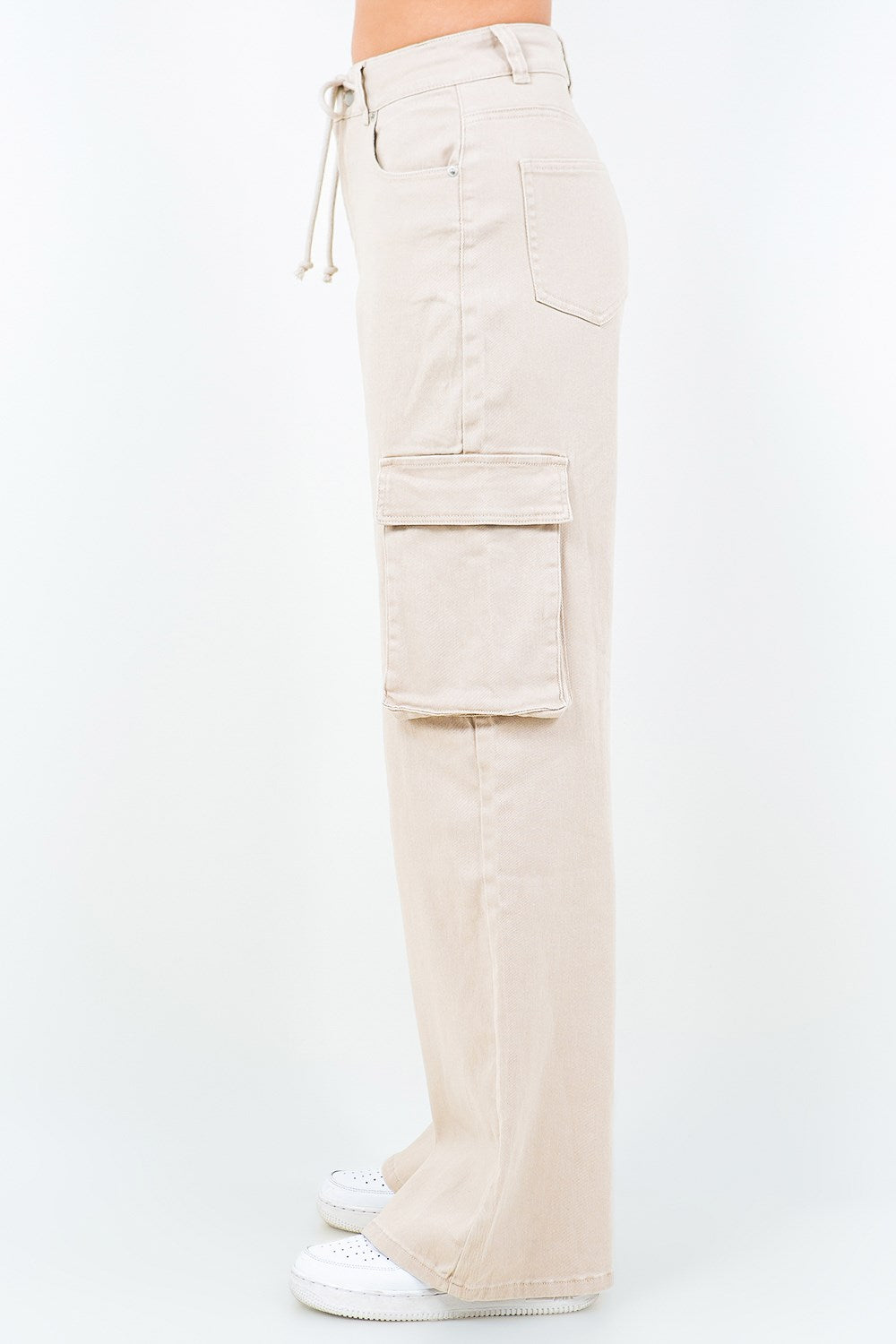 American Bazi Full Size Drawstring Wide Leg Cargo Pants Plus Size - Lilixa.store