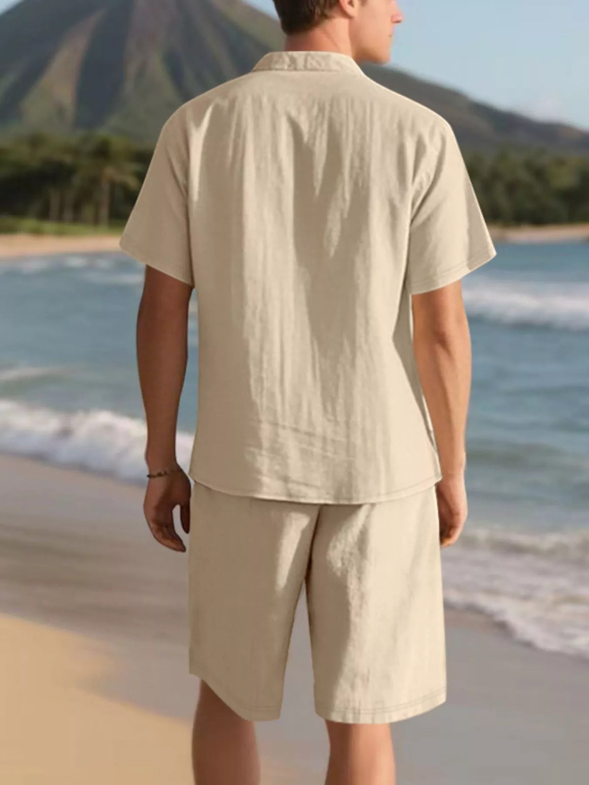 Men's Full Size Casual Button Up Shirt and Shorts Set Plus Size - Lilixa.store