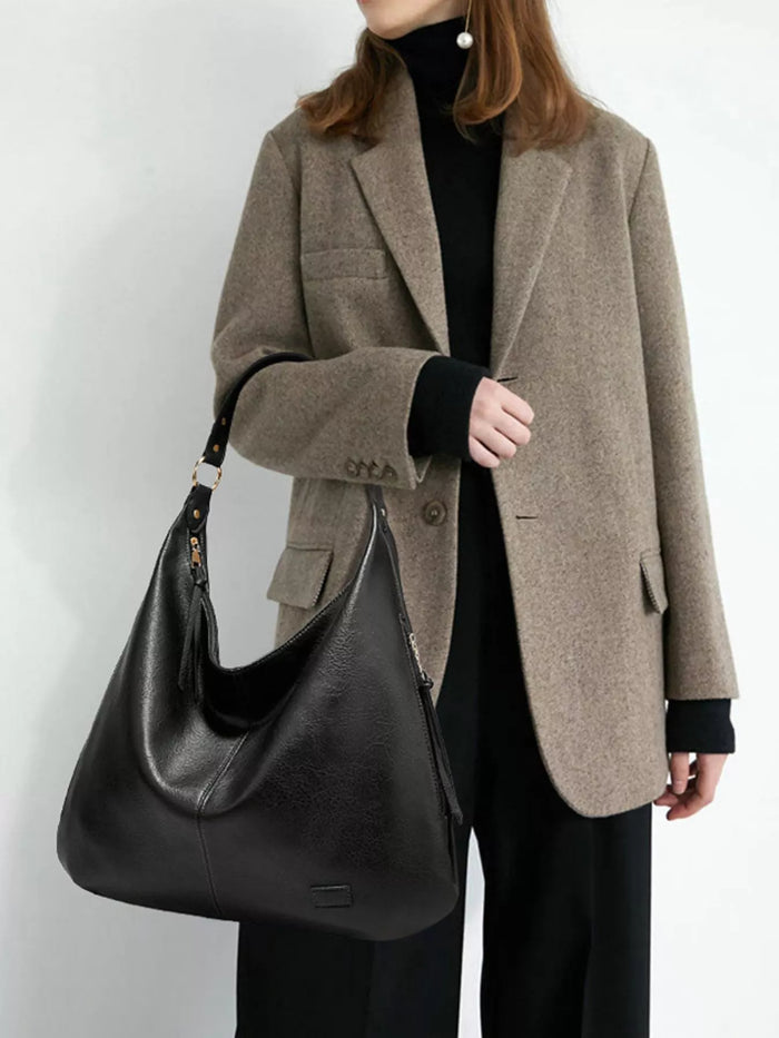 Leather Slouchy Shoulder Bag - Lilixa.store
