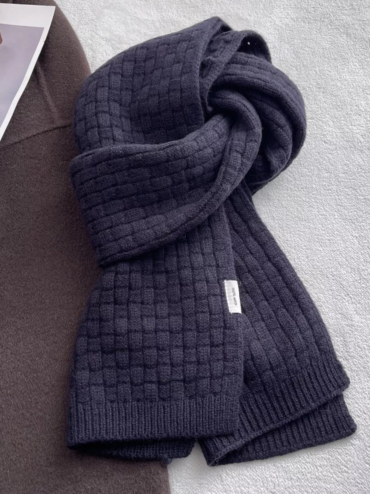 Wool Woven Pattern Knitted Scarf - Lilixa.store