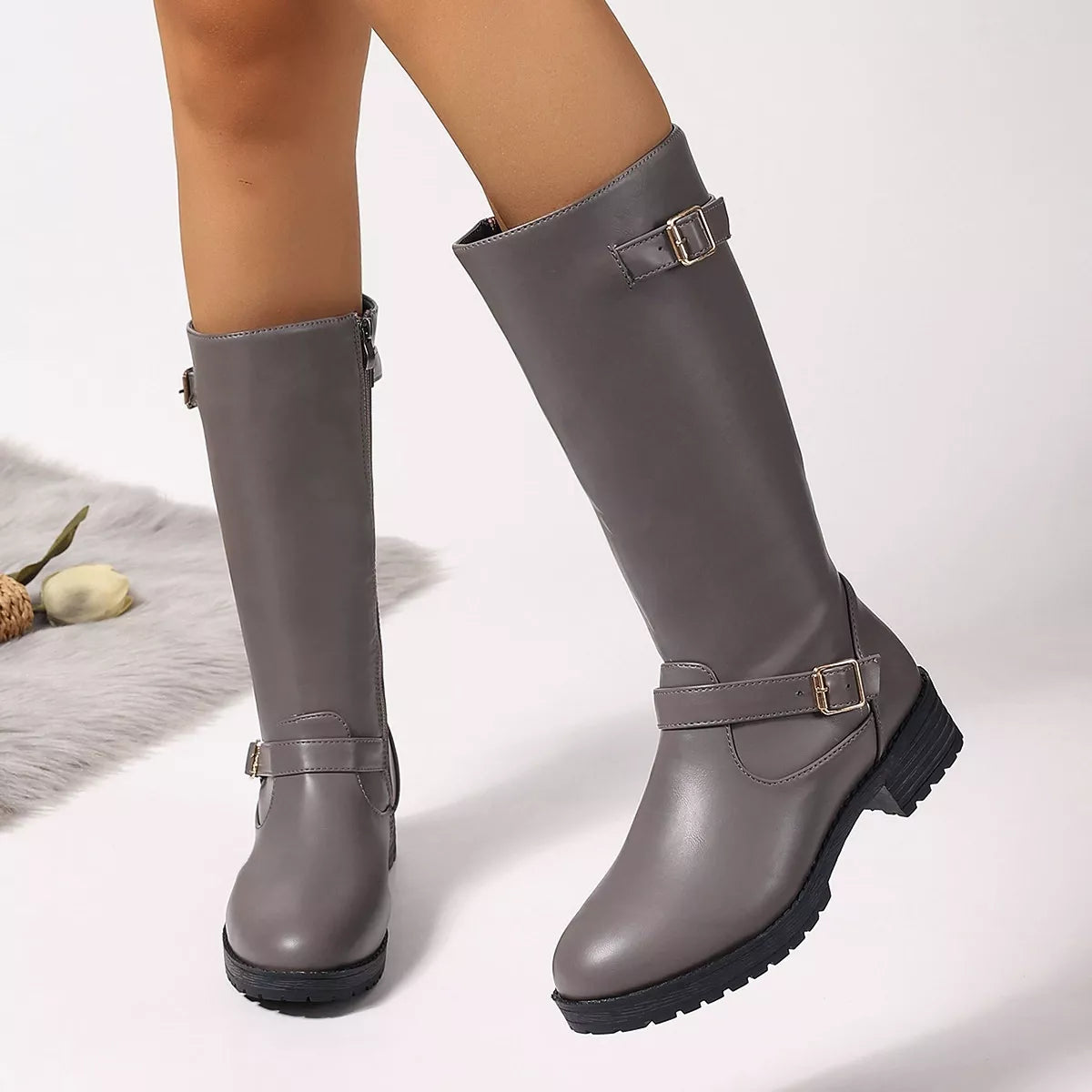 Round Toe Block Heels Boots - Lilixa.store