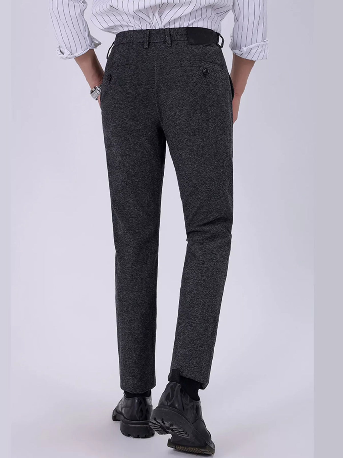 Men's Slim Fit Pants in Dark Gray, view 3