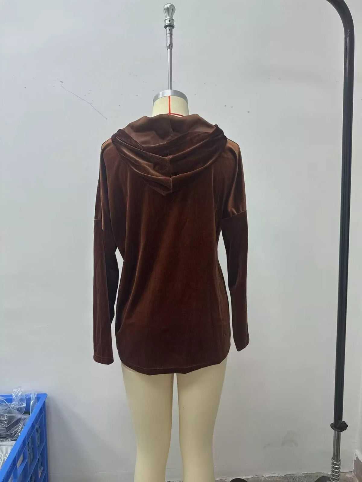 Velvet Front Pockets Hoodie