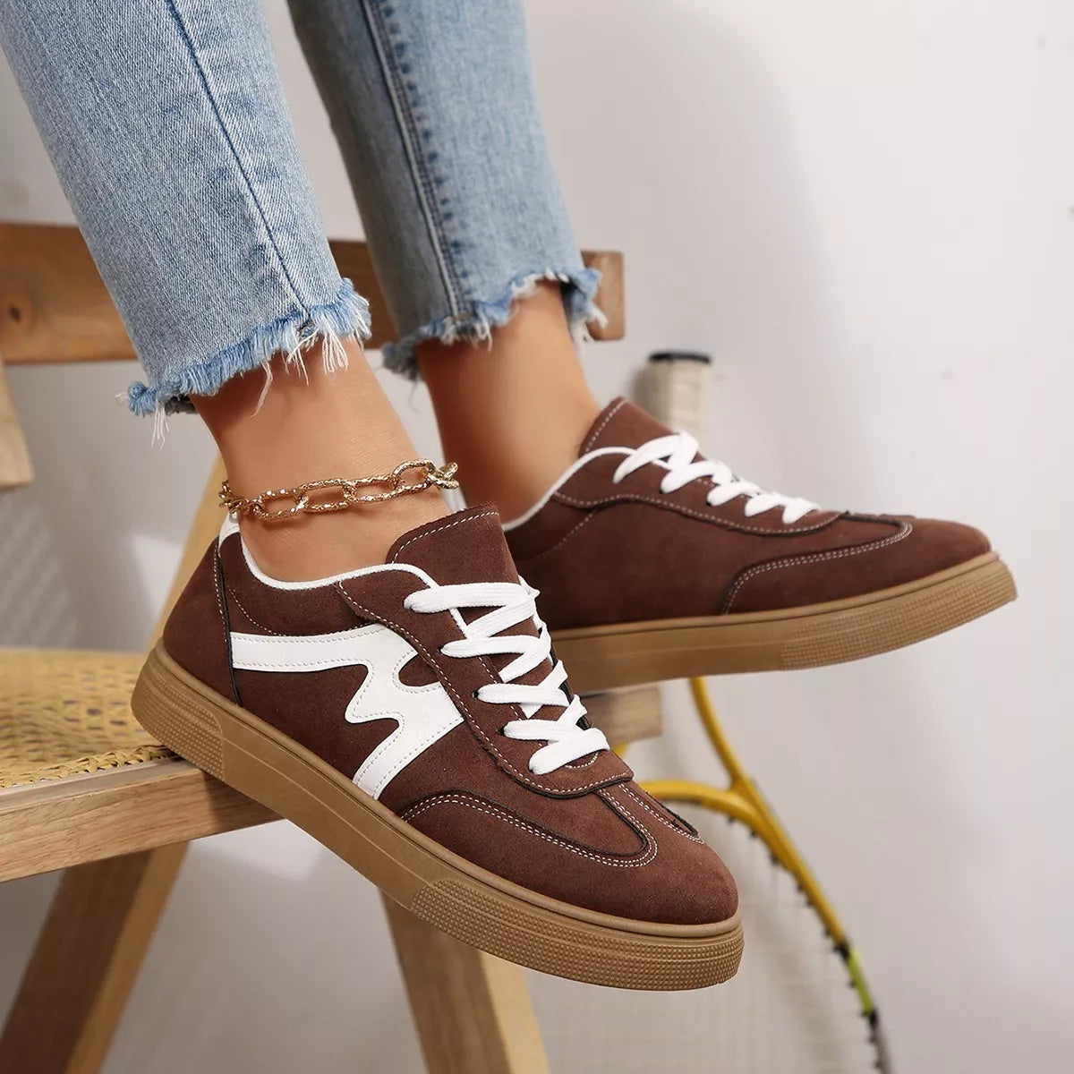 Casual Lace-Up Flats Sneakers - Lilixa.store