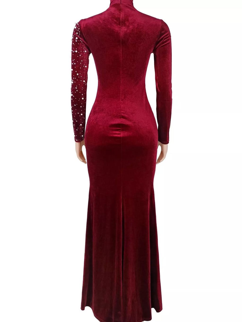 Rhinestone Embellished Velvet Mermaid Evening Maxi Dress - Lilixa.store