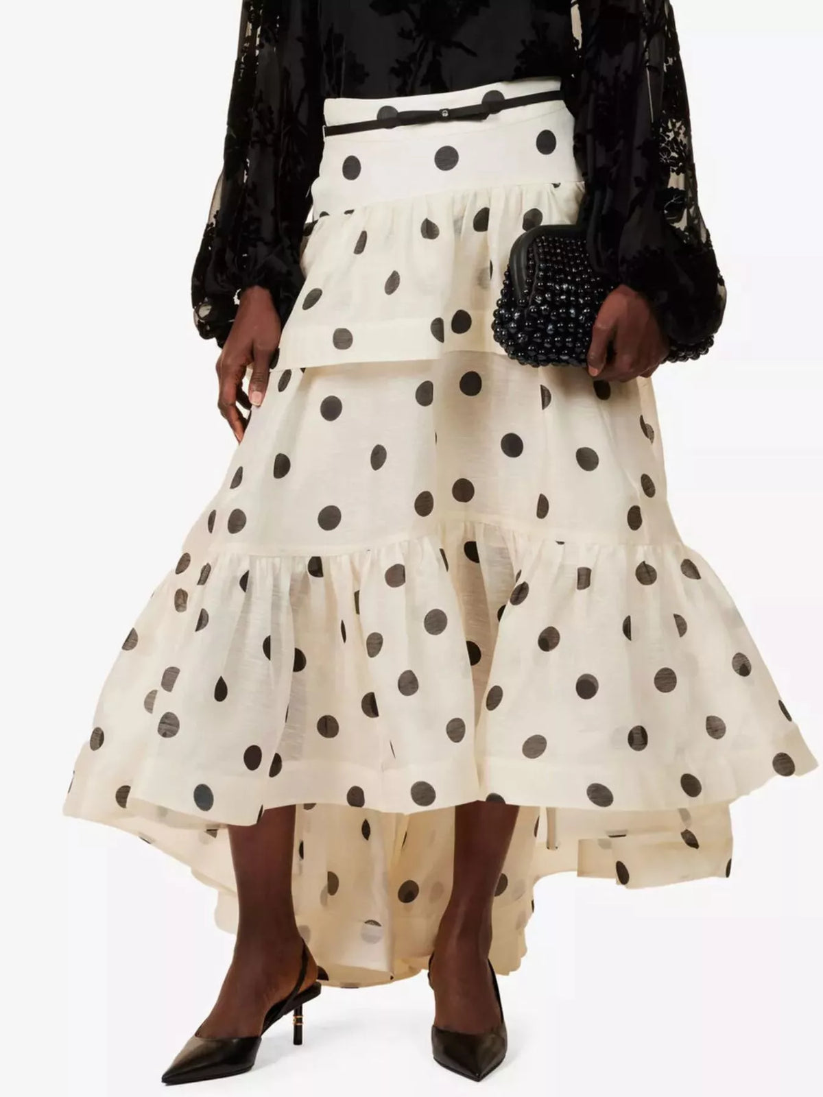 Polka Dot Tiered Ruffle Skirt