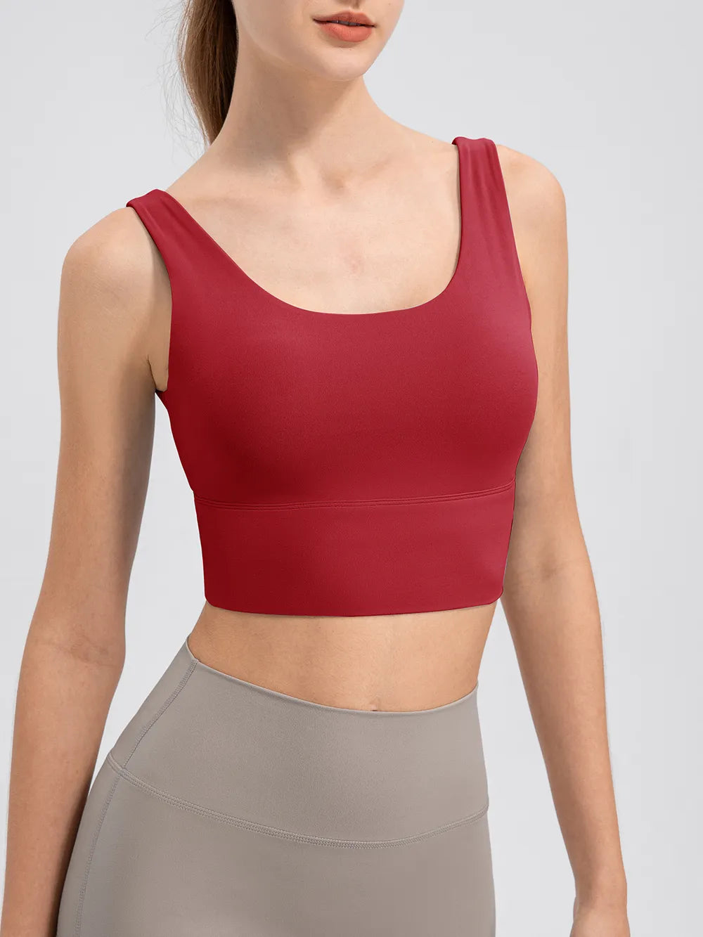 Scoop Neck Wide Strap Active Tank - Lilixa.store