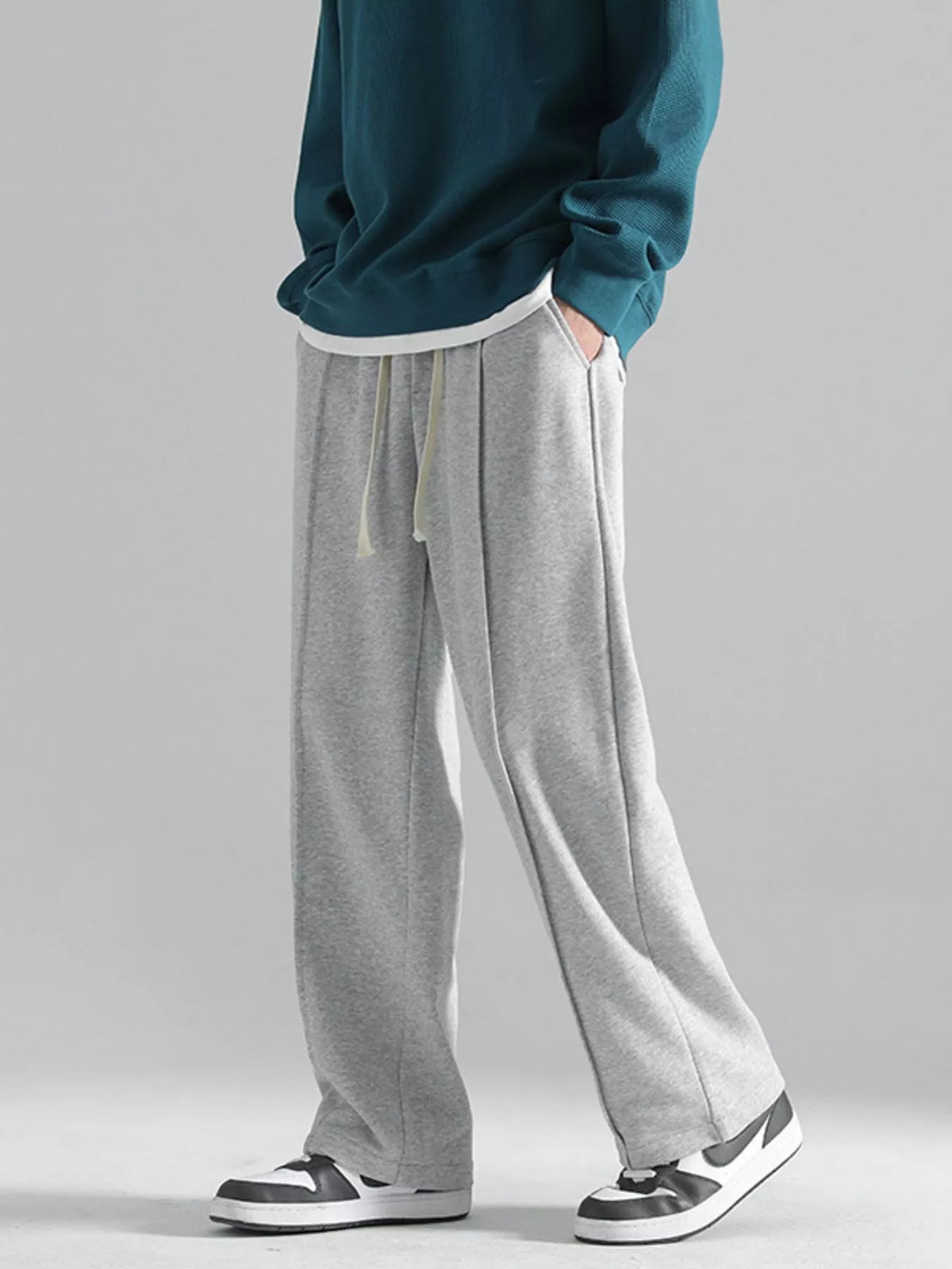 Men's Plus Size Casual Wide Leg Drawstring Pants, view 5