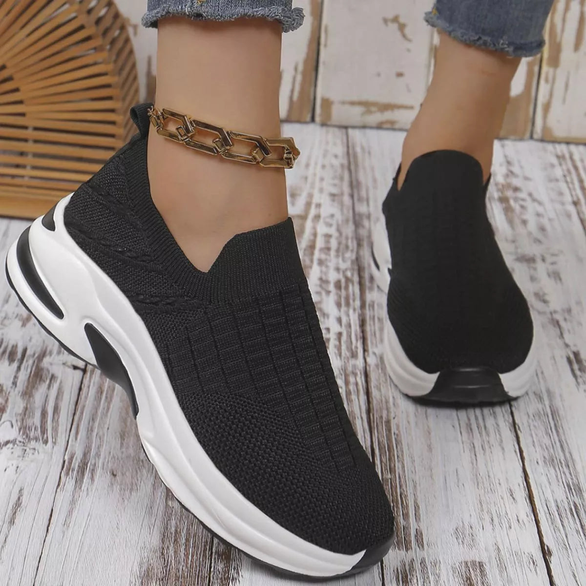 Round Toe Mesh Slip-Ons, view 2