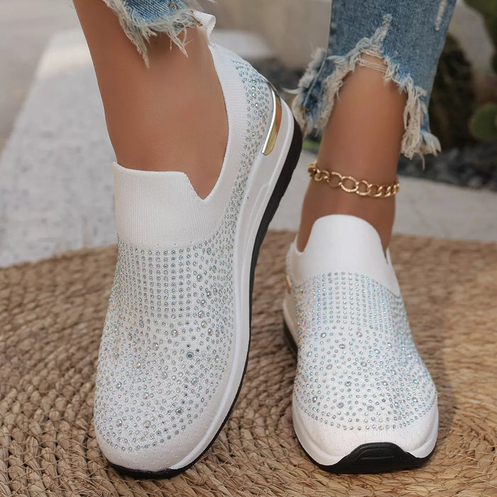 Rhinestone Round Toe Slip-Ons - Lilixa.store