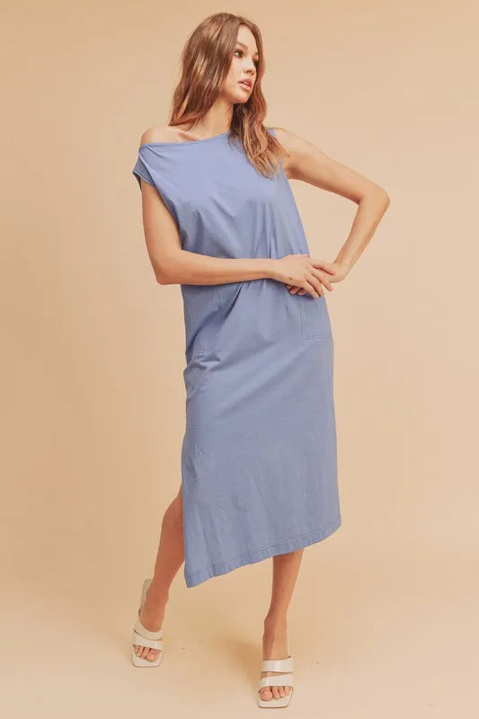 Aemi + Co Side Slit Round Neck Sleeveless Midi Dress, view 2
