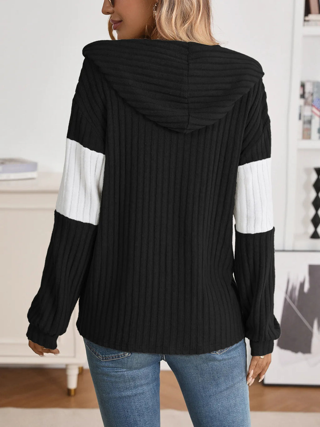 Drawstring Color Block Zip Up Outerwear - Lilixa.store
