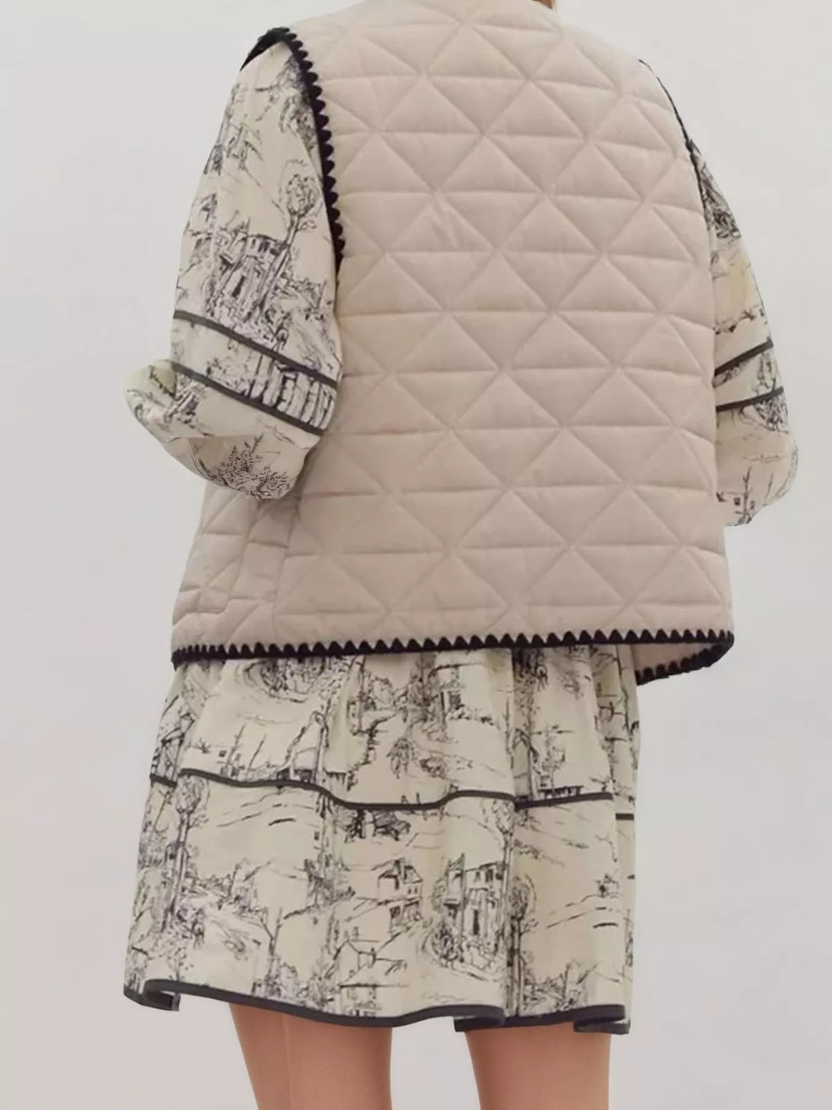 Textured Snap Down Vest Coat in Apricot, view 3