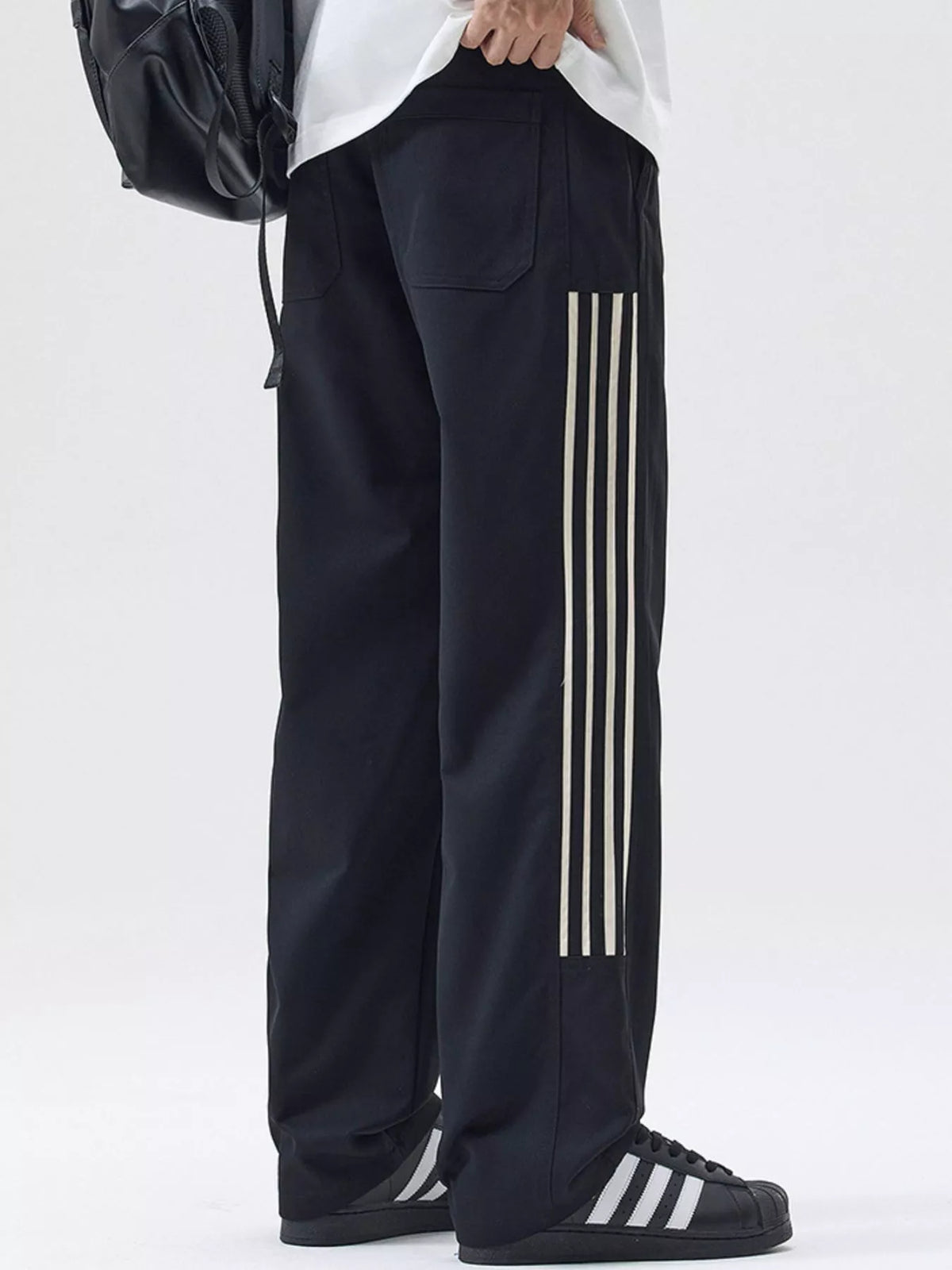 Men's Full Size Side Striped Wide Leg Casual Pants Plus Size, view 6