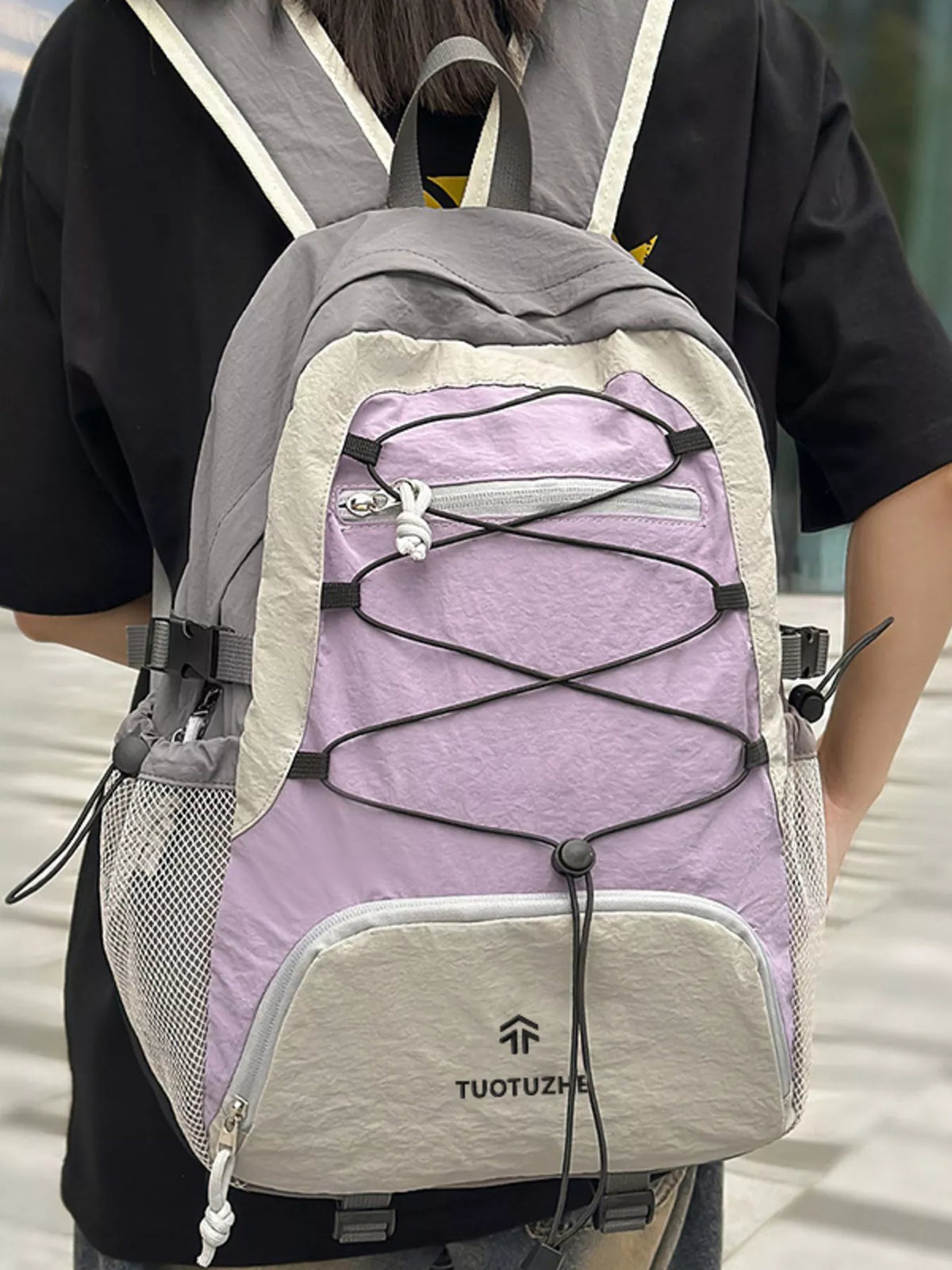 Color Block Lightweight Backpack Bag - Lilixa.store