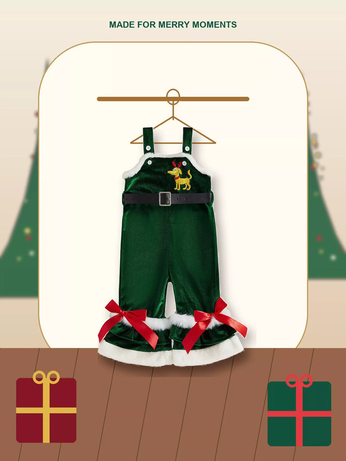 Children's Santa Baby Velvet Christmas Overalls - Lilixa.store