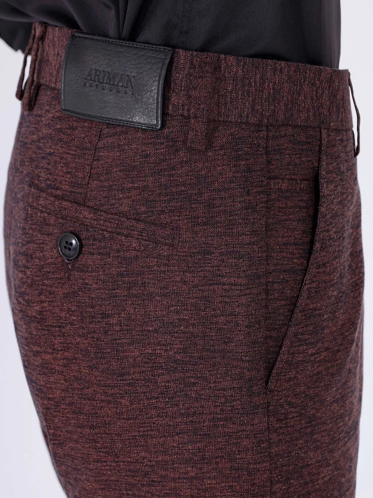 Men's Textured Slim-Fit Pants in Burgundy, view 6