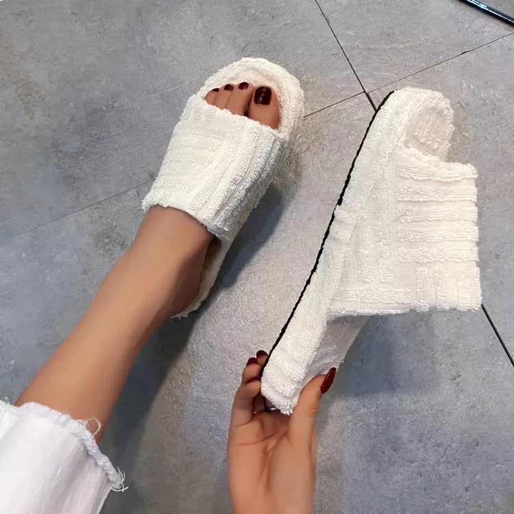 Open-Toe Platform Slippers - Lilixa.store