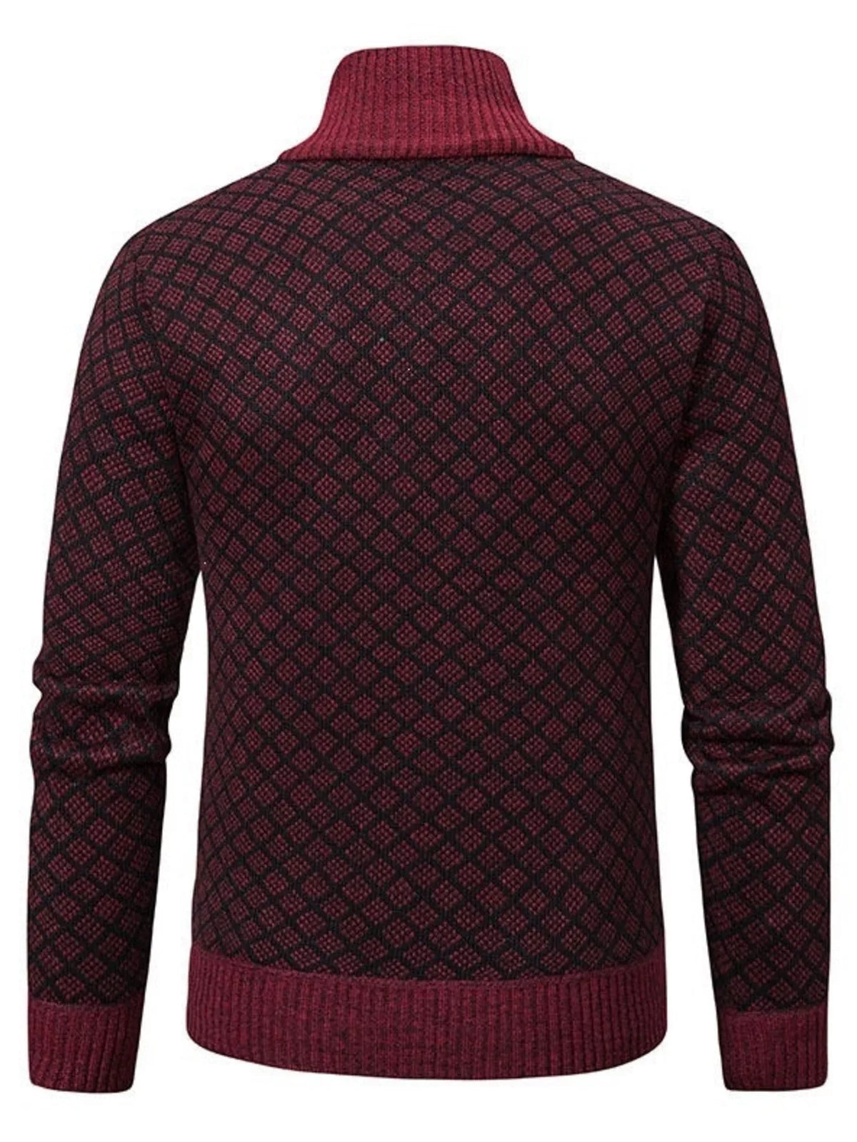 Men's Plus Size Geometric Patterned Full-Zip Cardigan - Lilixa.store